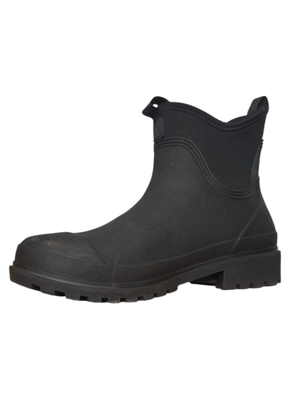 Time and Tru Women's Chelsea Water Resistant Pull On Black Rain Boots EUC